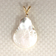 Load image into Gallery viewer, Baroque Coin Pearl Pendant ā 14kt Yellow Gold Rabbit-Ear Diamond Bail