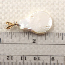 Load image into Gallery viewer, Baroque Coin Pearl Pendant ā 14kt Yellow Gold Rabbit-Ear Diamond Bail