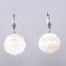 Load image into Gallery viewer, 14K White Gold Mother of Pearl Leverback Earrings