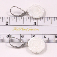 Load image into Gallery viewer, 14K White Gold Mother of Pearl Leverback Earrings