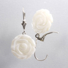Load image into Gallery viewer, 14K White Gold Mother of Pearl Leverback Earrings