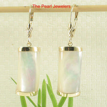 Load image into Gallery viewer, 14K Yellow Gold Leverback Curved White Mother of Pearl Earrings