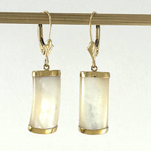 Load image into Gallery viewer, 14K Yellow Gold Leverback Curved White Mother of Pearl Earrings