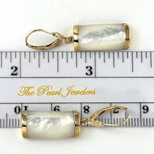 Load image into Gallery viewer, 14K Yellow Gold Leverback Curved White Mother of Pearl Earrings