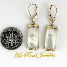 Load image into Gallery viewer, 14K Yellow Gold Leverback Curved White Mother of Pearl Earrings