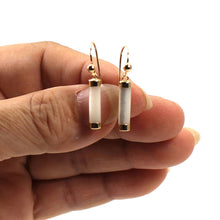Load image into Gallery viewer, 14K Yellow Gold Dangle White Mother of Pearl Fish-Hook Earrings