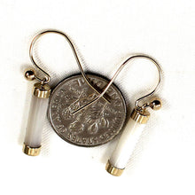 Load image into Gallery viewer, 14K Yellow Gold Dangle White Mother of Pearl Fish-Hook Earrings