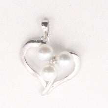 Load image into Gallery viewer, White Pearl Heart Pendant with Diamond ā 14k White Gold