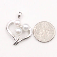 Load image into Gallery viewer, White Pearl Heart Pendant with Diamond ā 14k White Gold