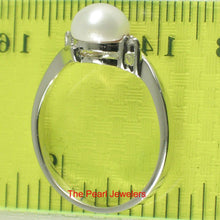 Load image into Gallery viewer, Solid Sterling Silver .925 White Freshwater Pearl with CZ Accent Ring