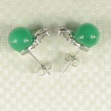 Load image into Gallery viewer, 14K White Gold X-Design Diamond & Green Jade Stud Earrings