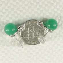 Load image into Gallery viewer, 14K White Gold X-Design Diamond & Green Jade Stud Earrings