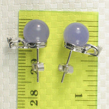Load image into Gallery viewer, 14K White Gold X-Design Diamond & Lavender Jade Stud Earrings
