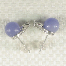 Load image into Gallery viewer, 14K White Gold X-Design Diamond & Lavender Jade Stud Earrings