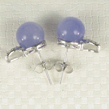 Load image into Gallery viewer, 14K White Gold X-Design Diamond & Lavender Jade Stud Earrings