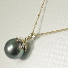 Load image into Gallery viewer, 14k Yellow Gold Star-Bale & Diamond Semi-Round Tahitian Pearl Pendant