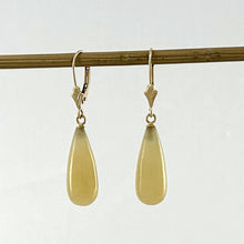 Load image into Gallery viewer, 14Kt Yellow Gold Leverback Yellow Jade Drop Earrings