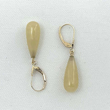 Load image into Gallery viewer, 14Kt Yellow Gold Leverback Yellow Jade Drop Earrings