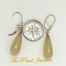 Load image into Gallery viewer, 14Kt Yellow Gold Leverback Yellow Jade Drop Earrings