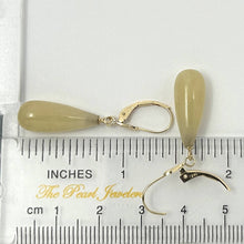 Load image into Gallery viewer, 14Kt Yellow Gold Leverback Yellow Jade Drop Earrings
