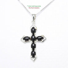 Load image into Gallery viewer, Black Onyx Christian Cross Sterling Silver Pendant