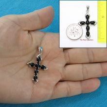 Load image into Gallery viewer, Black Onyx Christian Cross Sterling Silver Pendant