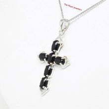 Load image into Gallery viewer, Black Onyx Christian Cross Sterling Silver Pendant