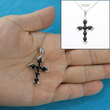 Load image into Gallery viewer, Black Onyx Christian Cross Sterling Silver Pendant
