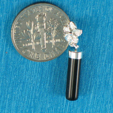 Load image into Gallery viewer, Black Onyx Tube Pendant with Plumeria Bale