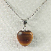 Load image into Gallery viewer, Brown Tiger Eye Heart Sterling Silver Pendant