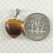 Load image into Gallery viewer, Brown Tiger Eye Heart Sterling Silver Pendant