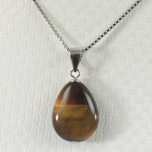 Load image into Gallery viewer, Brown Tiger Eye Pear Sterling Silver Pendant