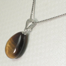 Load image into Gallery viewer, Brown Tiger Eye Pear Sterling Silver Pendant