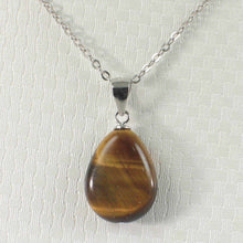 Load image into Gallery viewer, Brown Tiger Eye Pear Sterling Silver Pendant