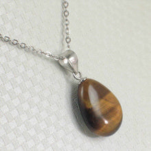 Load image into Gallery viewer, Brown Tiger Eye Pear Sterling Silver Pendant