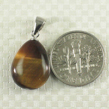 Load image into Gallery viewer, Brown Tiger Eye Pear Sterling Silver Pendant