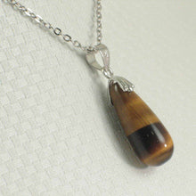 Load image into Gallery viewer, Brown Tiger Eye Raindrop Sterling Silver Pendant