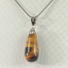 Load image into Gallery viewer, Brown Tiger Eye Raindrop Sterling Silver Pendant