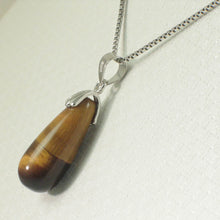 Load image into Gallery viewer, Brown Tiger Eye Raindrop Sterling Silver Pendant