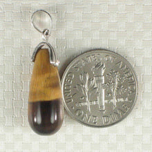 Load image into Gallery viewer, Brown Tiger Eye Raindrop Sterling Silver Pendant