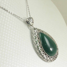 Load image into Gallery viewer, Cabochon Pear-Shaped Green Agate Pendant