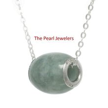 Load image into Gallery viewer, Celadon Green Jade Drum Sterling Silver Pendant