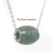 Load image into Gallery viewer, Celadon Green Jade Drum Sterling Silver Pendant