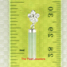 Load image into Gallery viewer, Celadon Green Jade Tube Pendant with Plumeria Bale