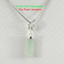 Load image into Gallery viewer, Celadon Green Jade Tube Pendant with Plumeria Bale