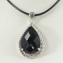 Load image into Gallery viewer, Faceted Blue Sandstone Sterling Silver Pendant