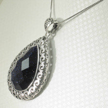 Load image into Gallery viewer, Faceted Pear-Cut Blue Sandstone Pendant