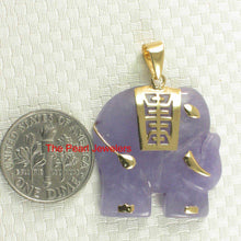 Load image into Gallery viewer, Gold Plated Lavender Jade Elephant Pendant