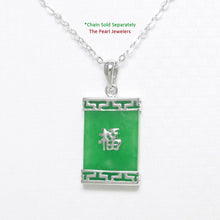 Load image into Gallery viewer, Greek Key “Fu” Green Jade Pendant