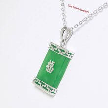 Load image into Gallery viewer, Greek Key “Fu” Green Jade Pendant